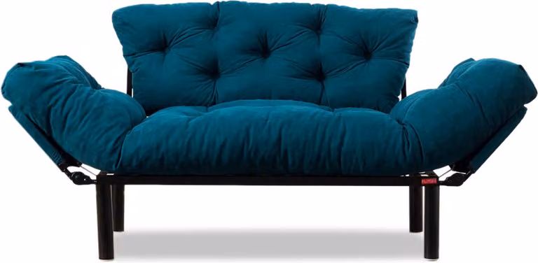 Stijlvolle 1-persoons slaapbank in petrol blauw voor de woonkamer, B/D/H: 155 x 85 x 73 cm