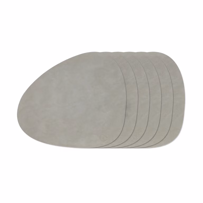 LIND DNA Nupo Curve placematsset Lichtgrijs, 6 stuks