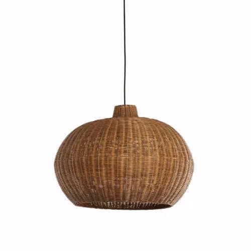Light & Living Melzor hanglamp van rotan en metaal, bruin, B: 55 cm, D: 55 cm, H: 40,5 cm