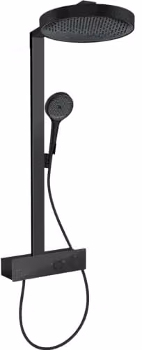 Hansgrohe Rainfinity Douchesysteem met thermostaat, regendouche 360 mm, handdouche, glijstang en doucheslang, mat zwart