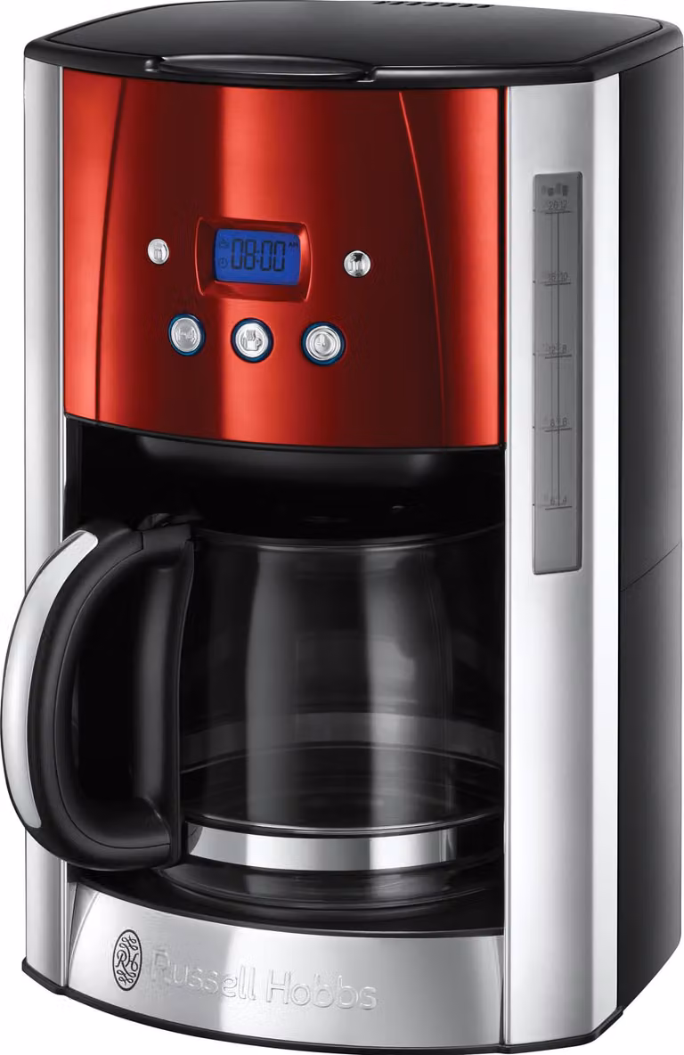 Russell Hobbs Luna Solar Red digitale glazen koffiemachine 23240-56