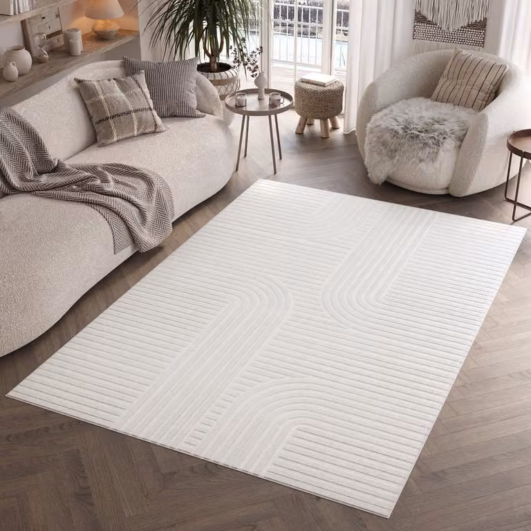 Tapiso Hygge Vloerkleed Gebroken Wit Geometrisch Boho Tapijt B/D: 160 x 220 cm