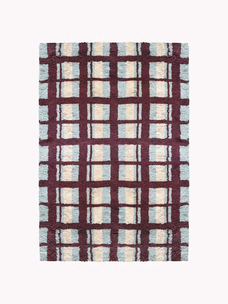 Evelina Kroon Handgeweven Hoogpolig Wollen Vloerkleed Shaggy met Scandinavisch Geometrisch Design