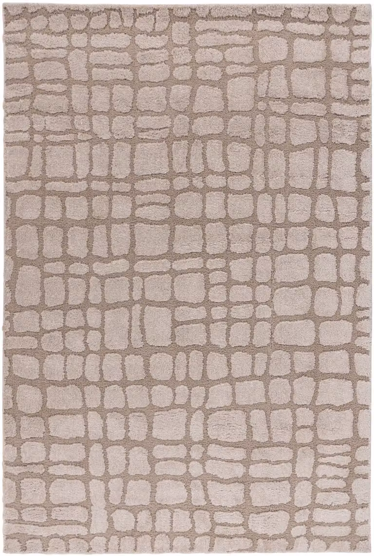 Padiro Laagpolig Vloerkleed Donkerbeige - Abstract Boho-ontwerp - Polyester en Jute - 160 x 230 cm