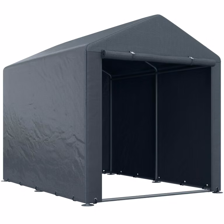 Moonbite Garagenzeil Donkergrijs met Stalen Frame en Ritsdeur, B/D/H: 218 x 160 x 172 cm