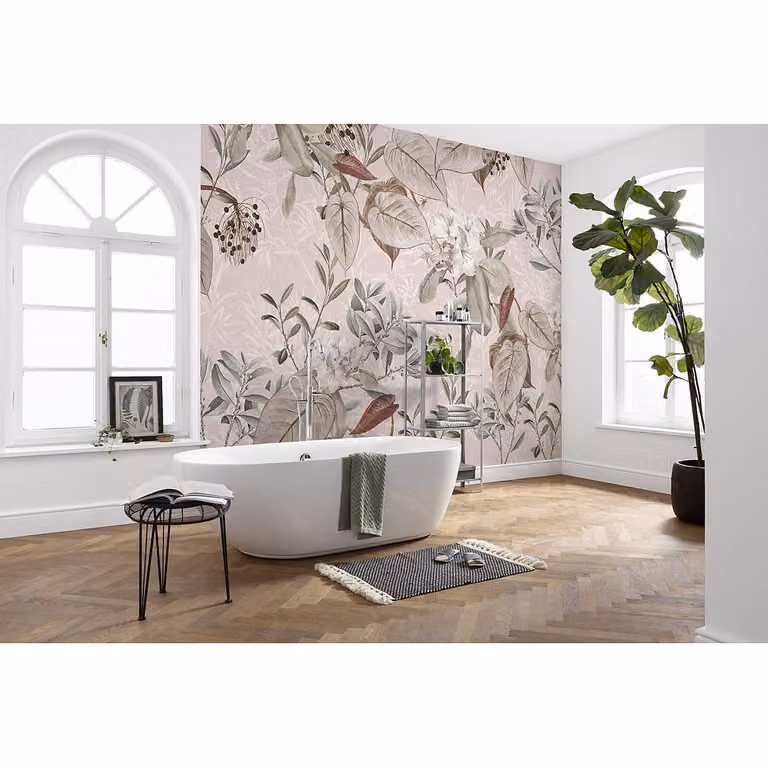 home24 Fotobehang Kalina Floral Modern Roze B: 350 cm, H: 250 cm