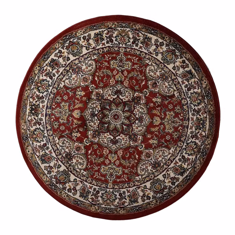 home24 Laagpolig vloerkleed Hamadan rood, 200 x 200 cm, platweefsel