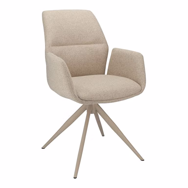 Budget Home Store Eetkamerstoel Willow met armleuningen en créme onderstel