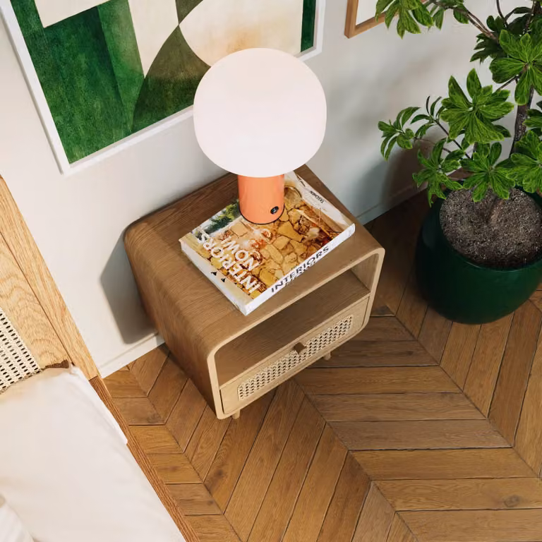 Hypnia Houten nachtkastje Nusa - Eiken - Bruin - Rattan