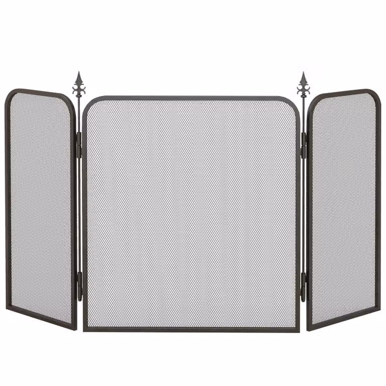HOMCOM Vonkenscherm voor open haarden, zwart, 96 x 1,3 x 56 cm