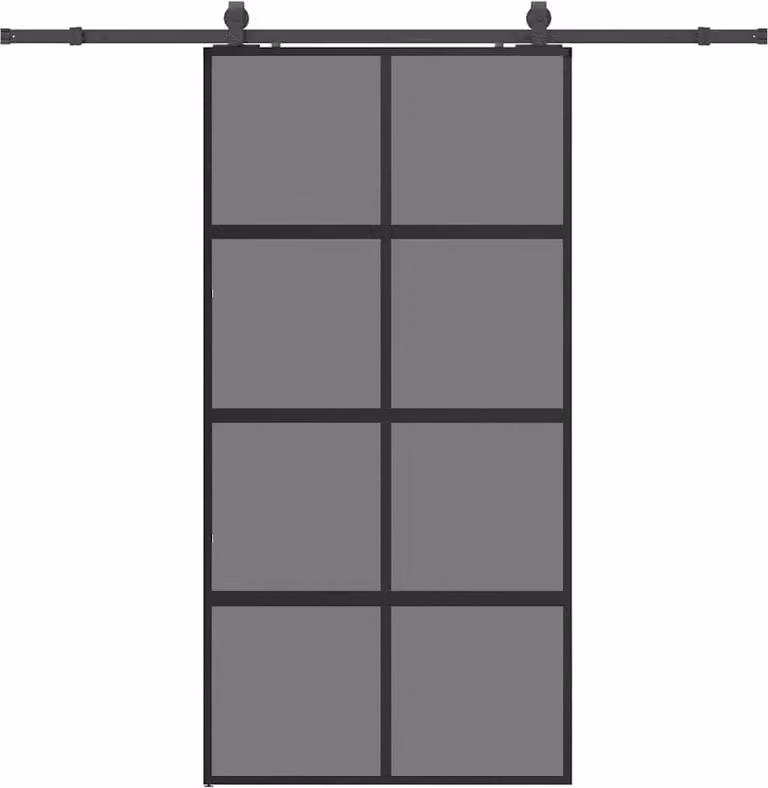vidaXL Schuifdeur met beslag en veiligheidsglas, zwart, B: 102,5 cm, H: 205 cm