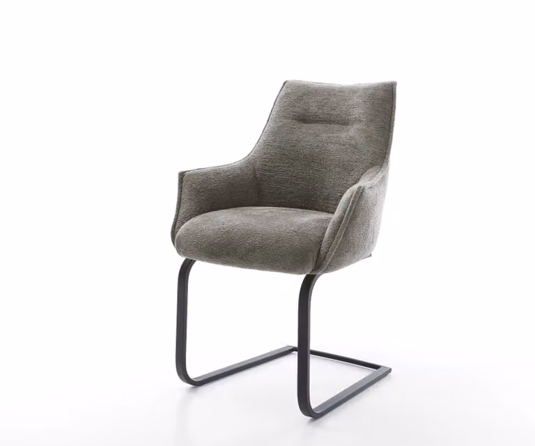DELIFE Alja-Flex Sledemodel Stoel met Armleuning, Bouclé Stoffering, Zwart