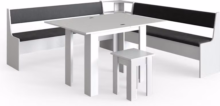 Vicco Roman Hoekbank set Wit met tafel, Model 34315, B/D/H: 210 x 210 cm