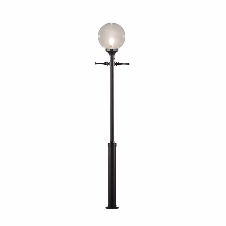 Konstsmide Orion klassieke vloerlamp in zwart aluminium met helder acrylglas
