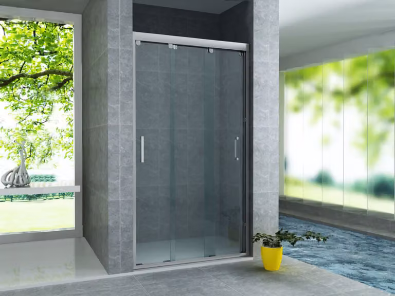 Aloni schuifdeurset voor inbouwkasten, 3-delig, 8 mm, 90 x 200 cm