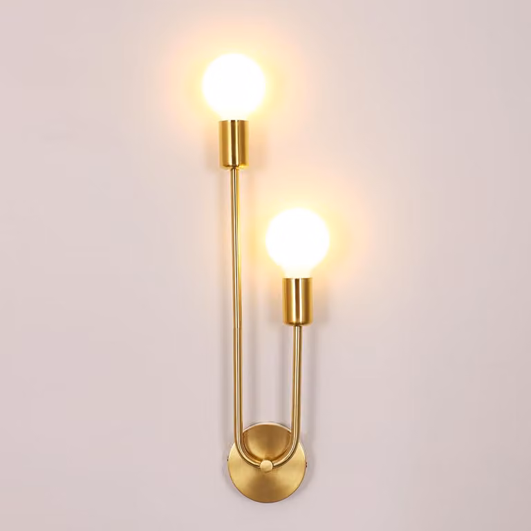 COMELY Wandlamp, Goudkleurig, 2 Lichtpunten, E27 Fitting, Industrieel Metaal