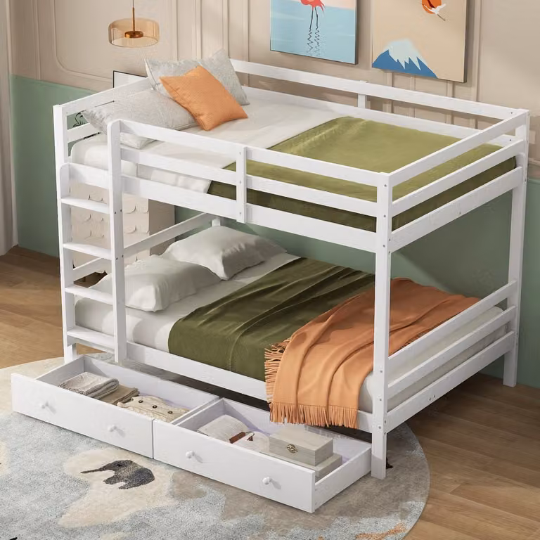 MODENUIT Stapelbed voor kinderen met trap en opberglade, wit, B/D/H: 140 x 200 cm