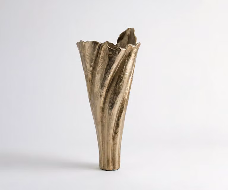 DELIFE Vaas Flamara Handgemaakt Aluminium Champagner B: 33 cm, D: 29 cm, H: 74 cm