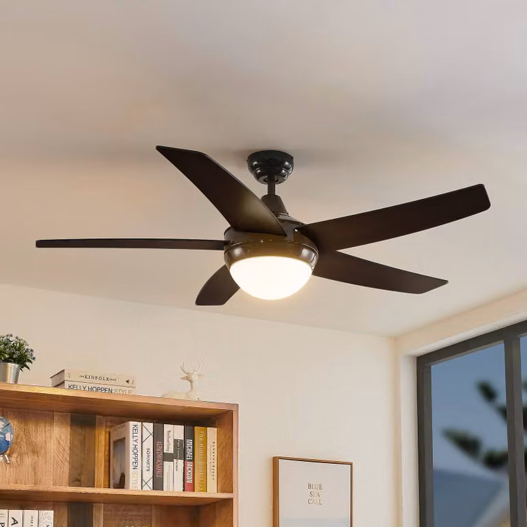 Lindby Plafondventilator met verlichting en afstandsbediening, zwart, Modern