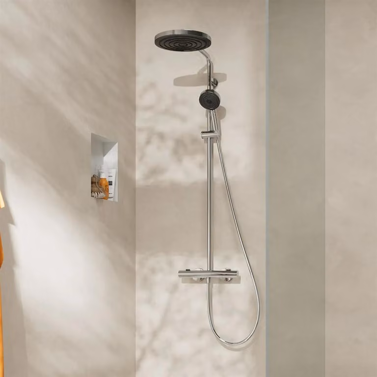 Hansgrohe Pulsify S Puro douchesysteem met Ecostat Fine thermostaat en douchekop met 3 straaltypes, 260 mm