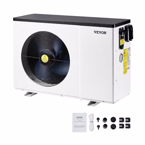 VEVOR Elektrische warmtepomp voor zwembaden met variabele frequentie, verwarmingscapaciteit 2,51-11,38 kW, wit