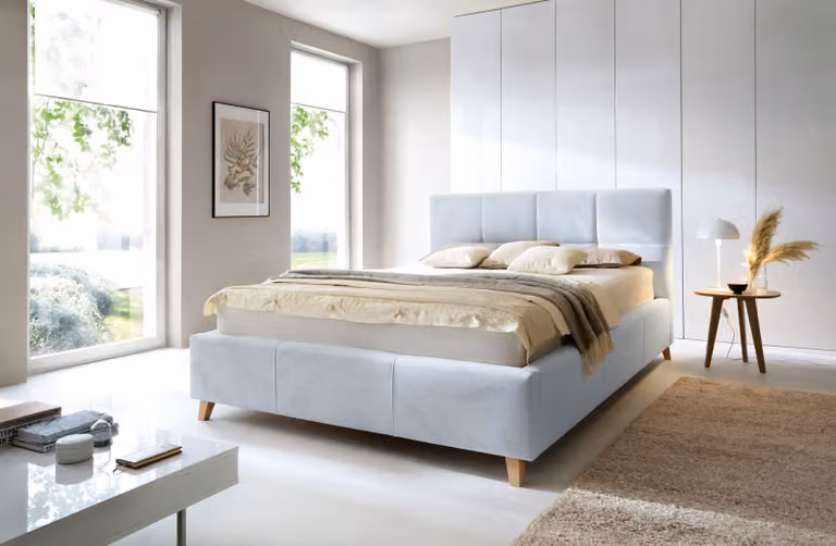 home24 Cadwell Fraya Gestoffeerd Bed - Blauw - 160 x 200 cm