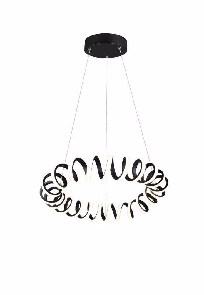Trio Leuchten Design hanglamp Curl zwart Ø 55 cm