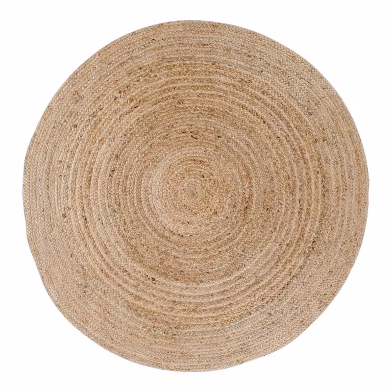QUVIO Gevlochten Jute Vloerkleed - Rond - Natuurlijk - Diameter: 180 cm