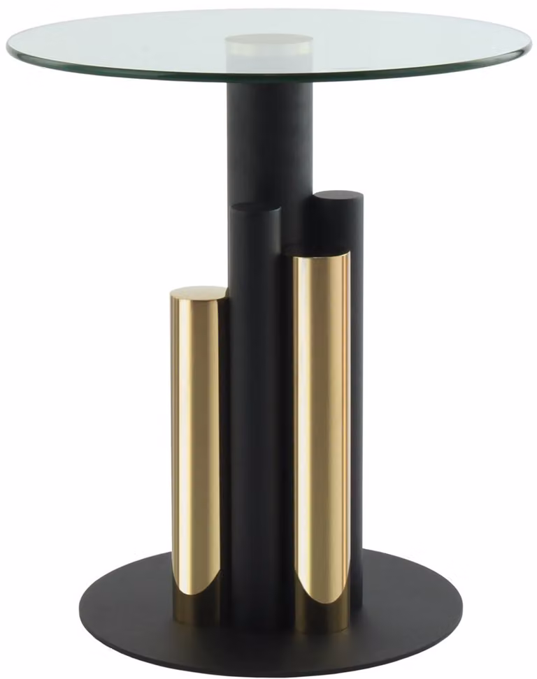 Padiro ronde bijzettafel - Goudkleurig / Transparant - B/D/H: 46 x 46 x 52 cm