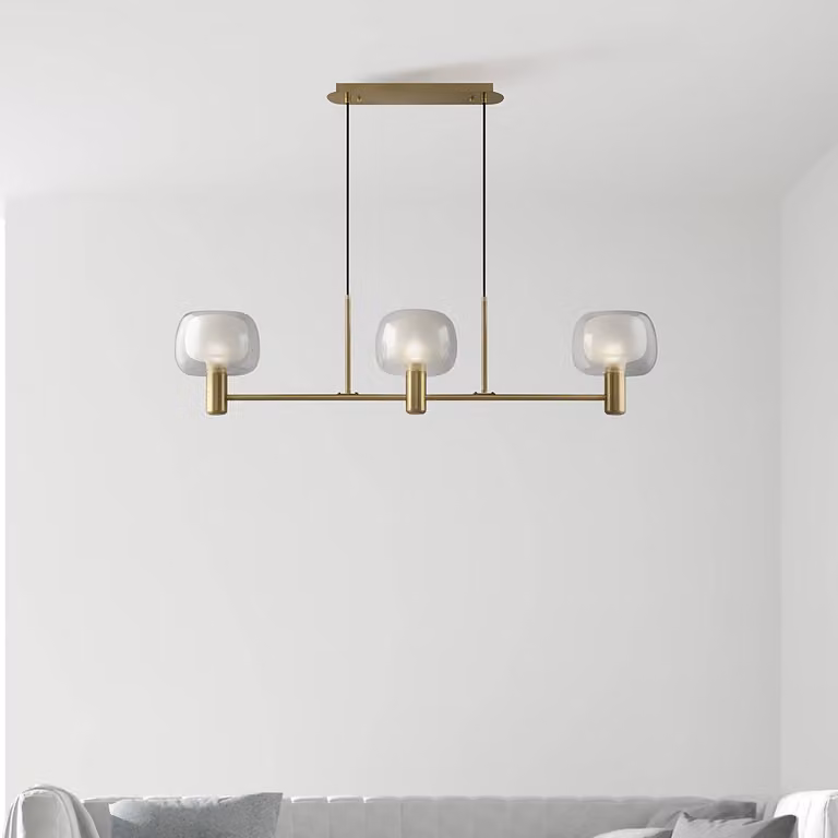 Maytoni Moderne Hanglamp Vision met 3 Lichtpunten in Goud/Messing en Transparant Glas, B: 18 cm, H: 154 cm