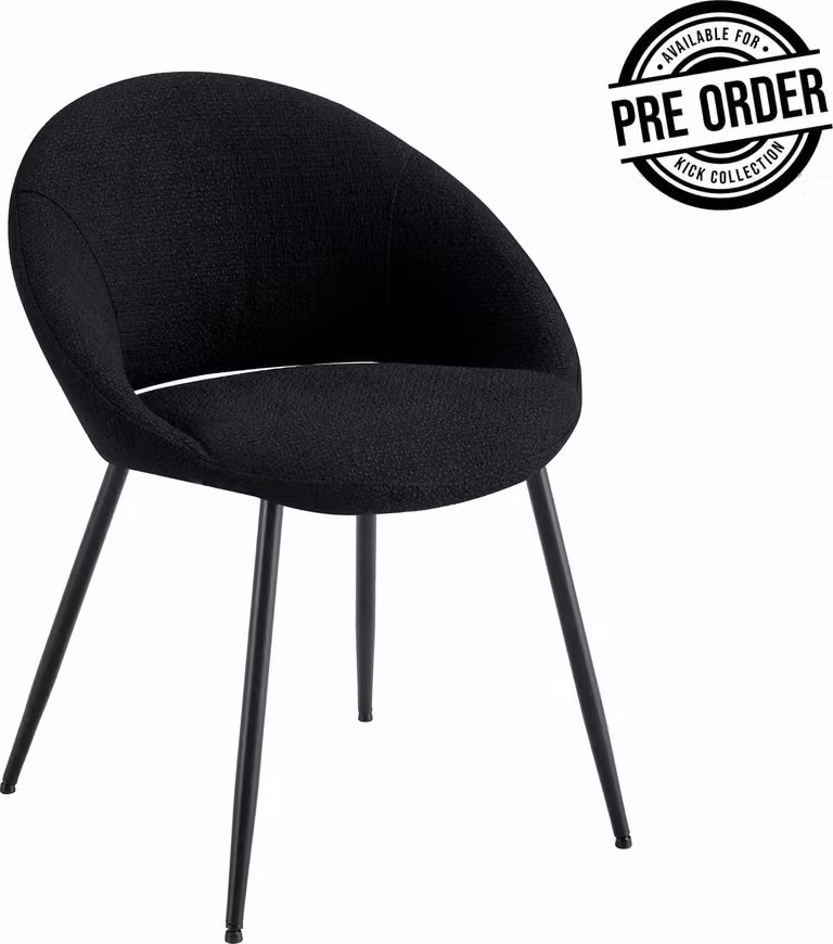 Kick Collection Eetkamerstoel Job - Zwart - Gestructureerde stof