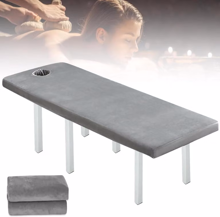 Spanhoes Matrasovertrek Beauty Grijs voor Massagestoel met Gezichtsuitsparing - 190 x 80 cm