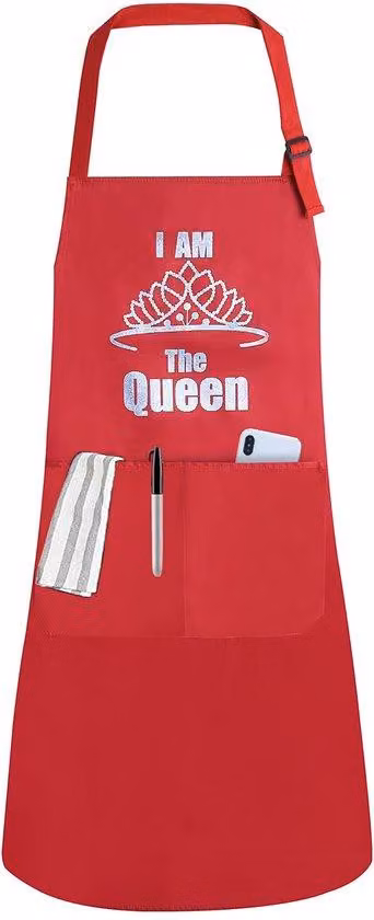 Personaliseerbare waterdichte keukendoek met zak en verstelbare halsband, rood