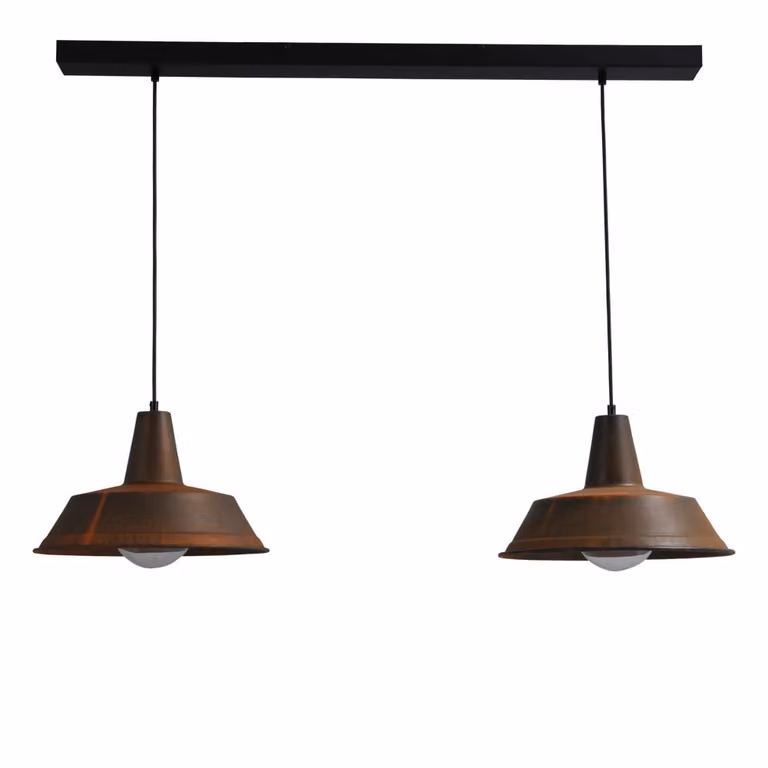 Masterlight Industria hanglamp voor de eetkamer in roestbruin en zwart metaal