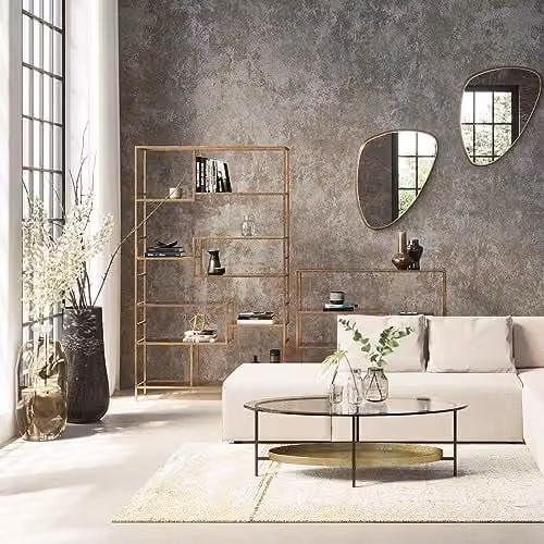 Kare Design Loft rek Gold met glazen planken, B/D/H: 115 x 30 x 195 cm