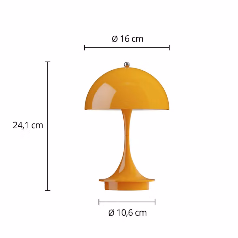 Louis Poulsen Panthella 160 Portable V3 LED tafellamp, Oranje/Geel, Dimbaar