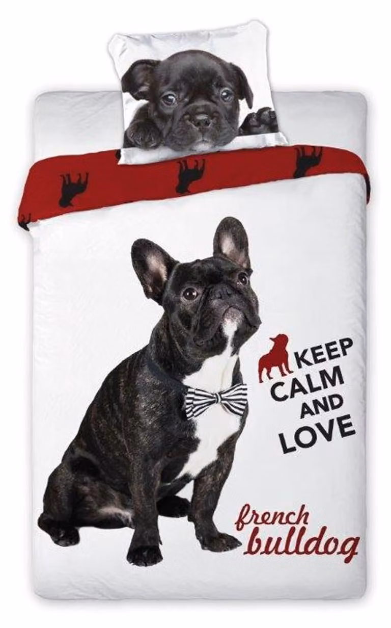 Beddengoedset Texpot Beste Vrienden 004 met Bulldog afbeelding, 140 x 200 cm + 70 x 90 cm