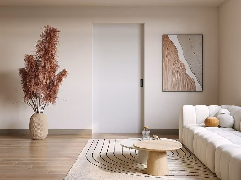 Vente-unique Schuifdeur met klamplaagsysteem - Wit/Zilver - H205 x B73 cm