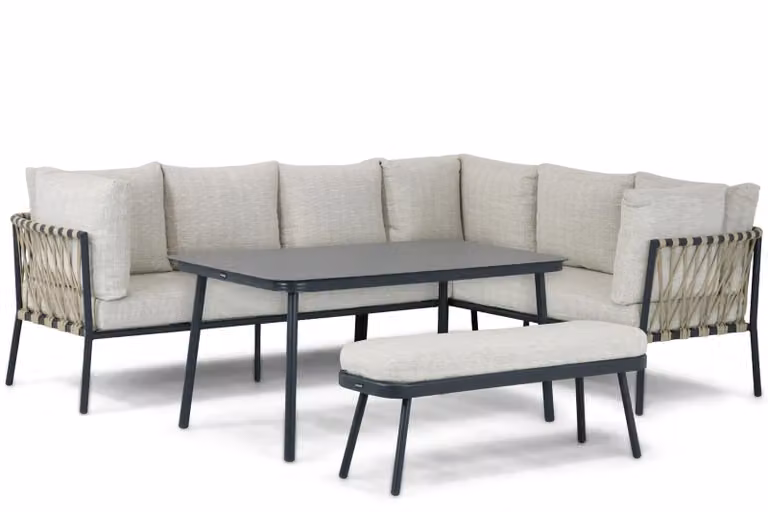Lifestyle Garden Furniture Boretti 4-delige dining loungeset in grijs van gepoedercoat aluminium