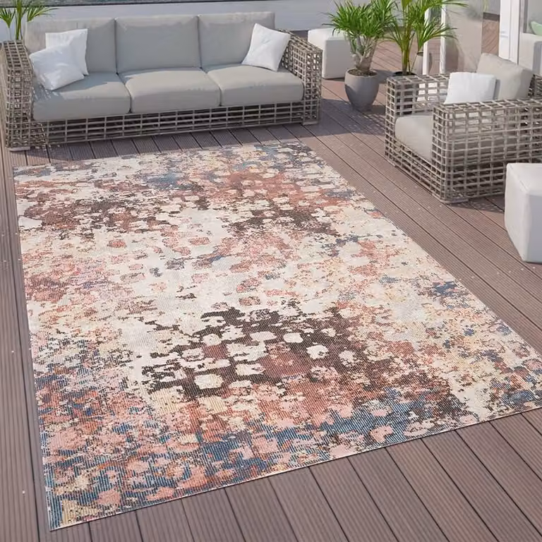 Home In- & Outdoor Vloerkleed met Abstract Vintage Pastel Patroon, Veelkleurig, 120 x 170 cm