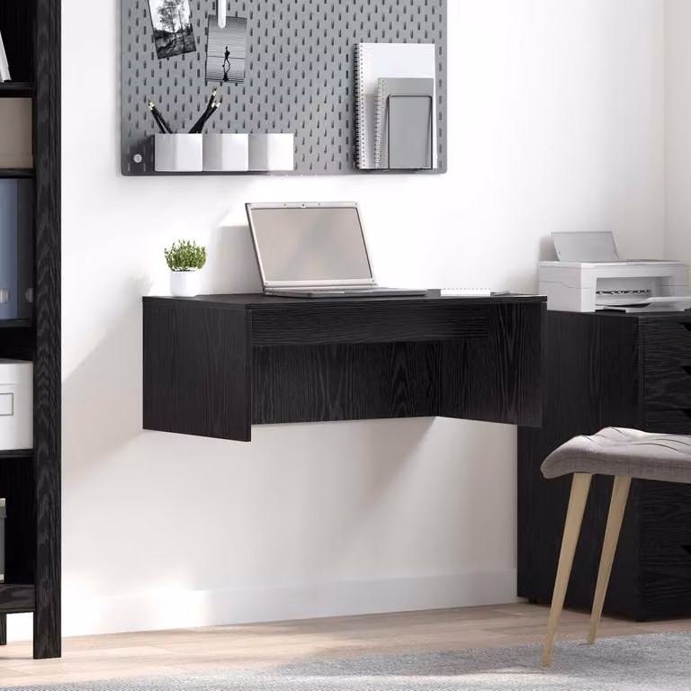 Zwart Wandtafel Bureau - Ruimtebesparend Zwevend Ontwerp - B: 80 cm, D: 45 cm