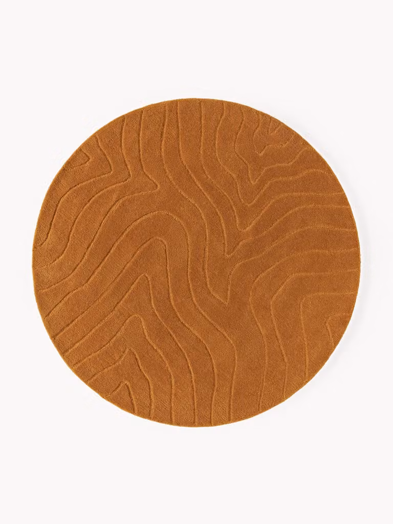 Westwing Collection Rond wollen vloerkleed Aaron Wave