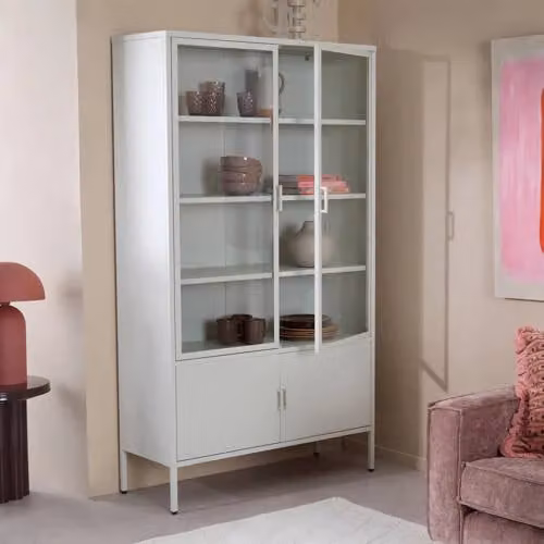 NOUS Living vitrinekast New York met glazen deuren en metalen details