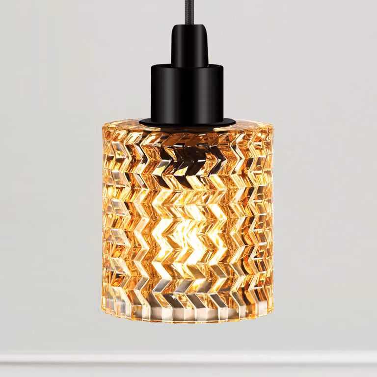 Nordlux Hollywood Hanglamp Amber en Zwart - Modern Glas en Metaal - Ø 11 cm
