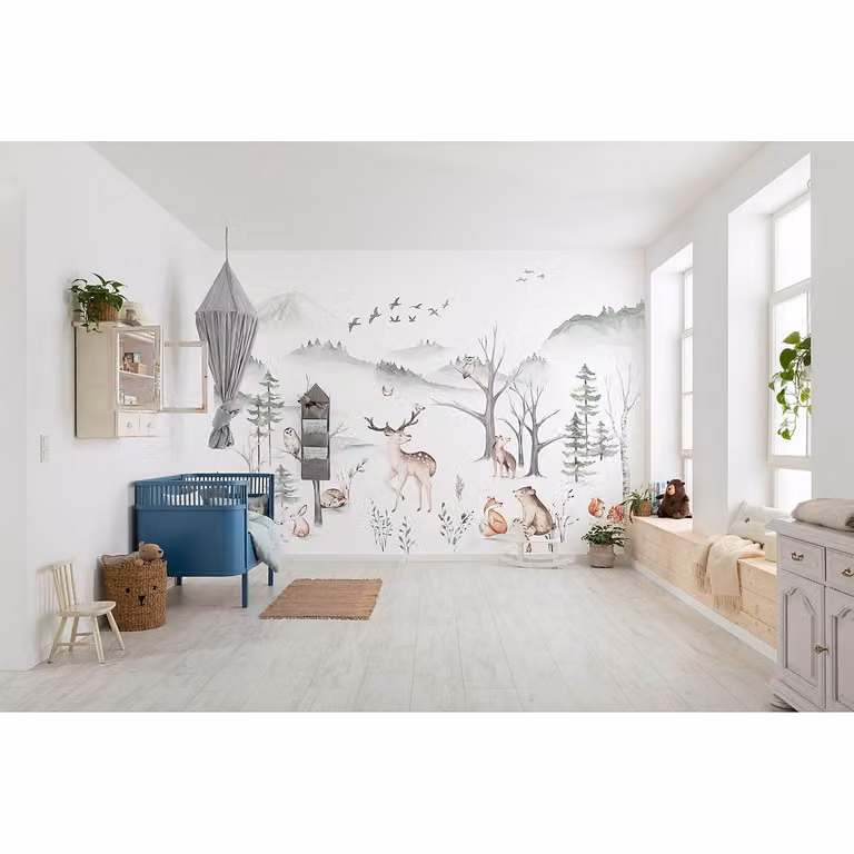 home24 Fotobehang Cozy Woods Multicolour Breedte: 400 cm, Hoogte: 280 cm