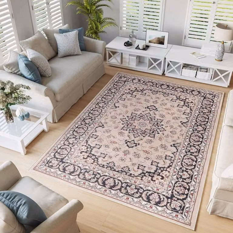 Vloerkleed Colorado - Oosters Klassiek Patroon - Beige Antraciet - 140 x 200 cm