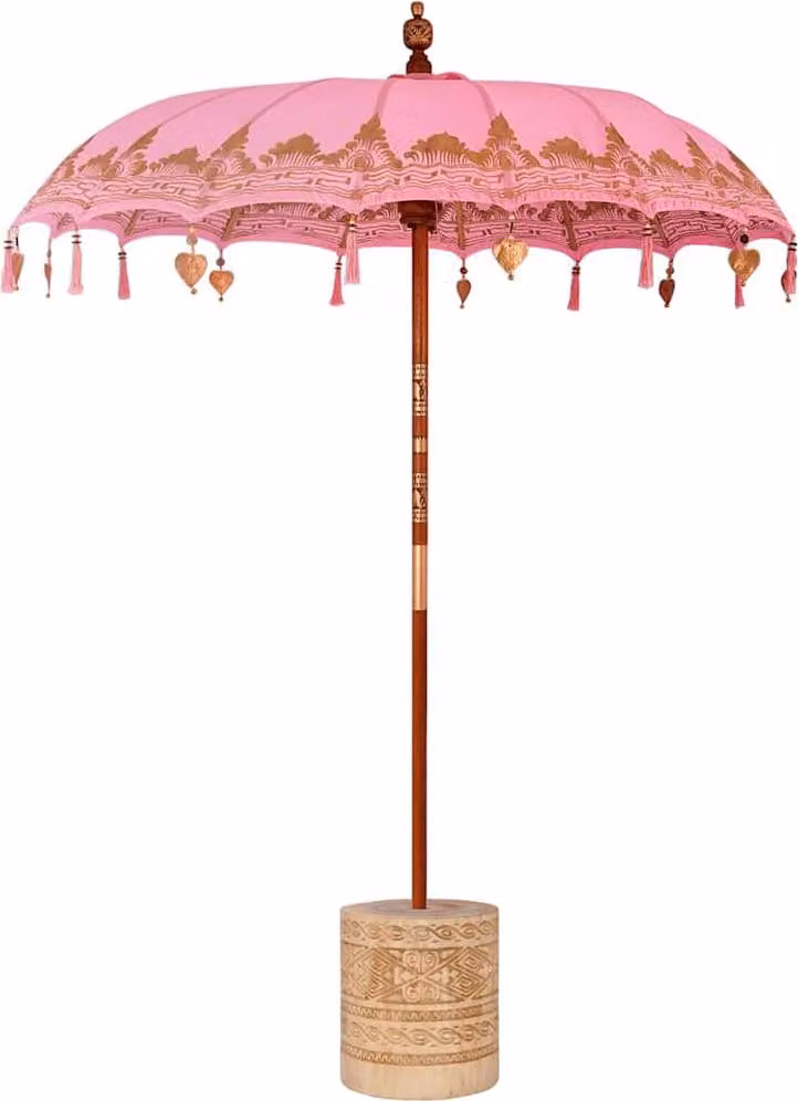 vidaXL Balinees zonnescherm met voet, roze, B/D/H: 185 x 185 x 260 cm