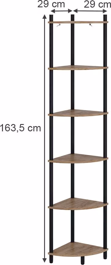Hoekrek Vicco Bivio Eik goud/antraciet met 6 opbergvakken, Model 57475, Hoogte: 163,5 cm
