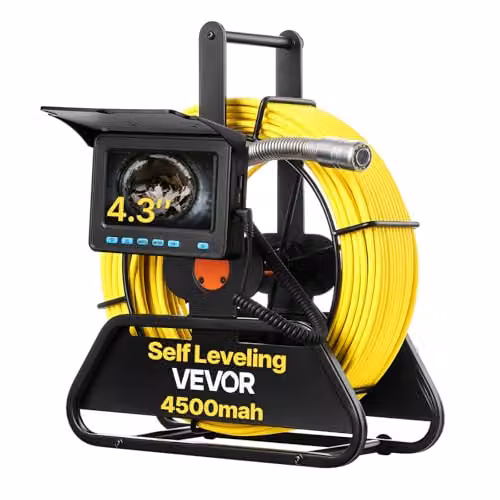 VEVOR Industriële Endoscoop met 4,3 inch HD-scherm, 50 meter, IP68 waterdichte buiscamera met 12 LED's en 16 GB geheugenkaart voor rioolleidingen en -buizen