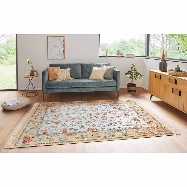 home24 Laagpolig vloerkleed Oriental Flowers beige/multicolour geweven stof B: 160 cm, D: 230 cm